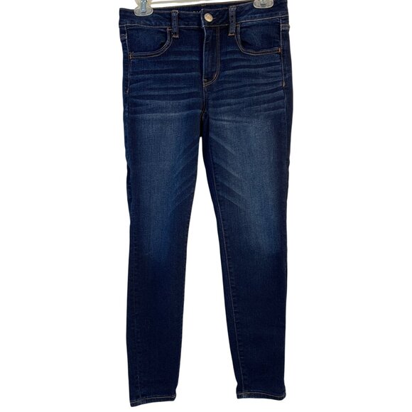 American Eagle Sz 6 Womens Next Level Jegging Dark HR Crop Stretch Denim Jeans - Picture 1 of 8